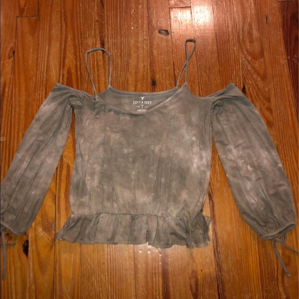 Green off the shoulder top